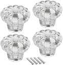 uxcell 37mmx29mm Drawer Dresser Single Hole Acrylic Round Knob Pull Handle Clear 4pcs