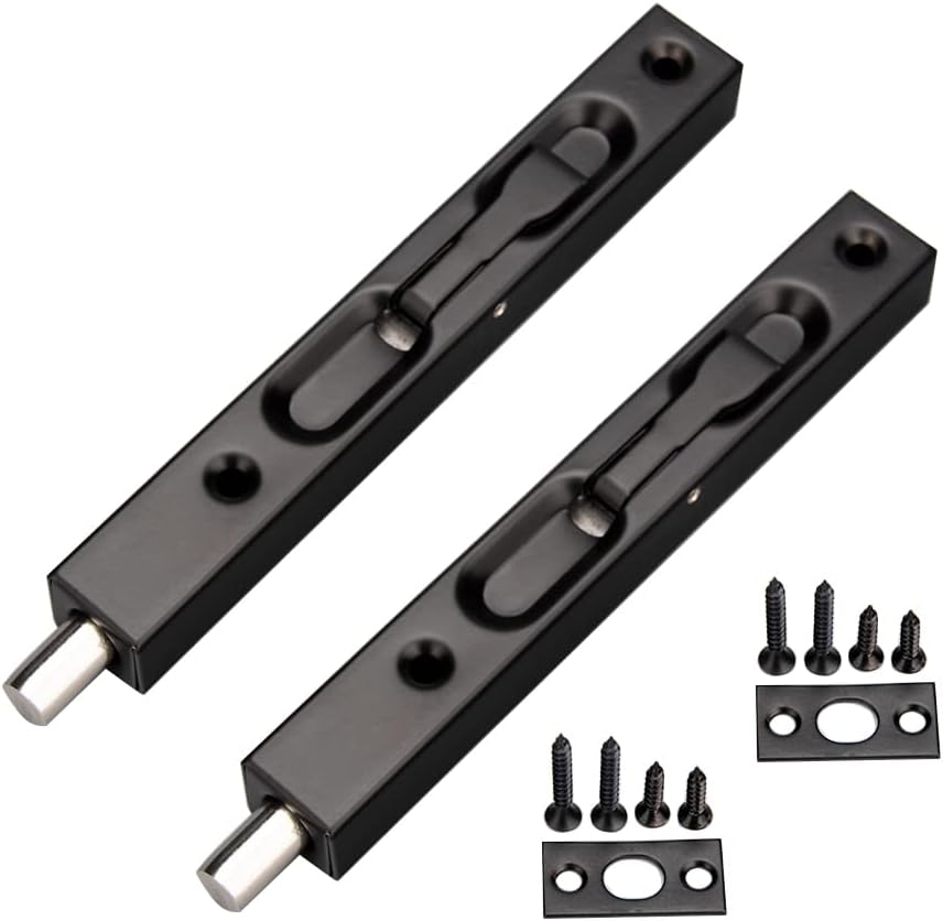 WANLIAN 6 inch Door Bolts,Door Slide Bolt Lock Door Flush Bolt Security Latch Bolt with Powerful Spring, Security Guard Lever Action Door Flush Bolt Latch for Bedroom,Cupboard(2pcs)