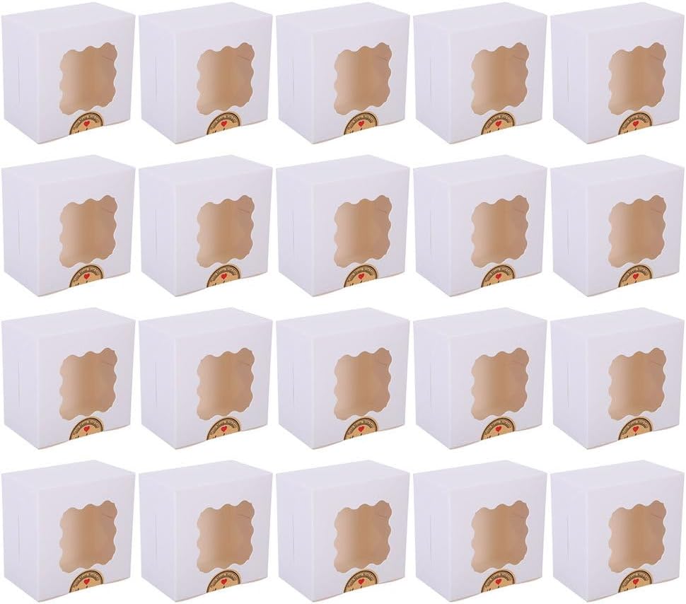 36 Sets Cookie Boxes: Paper Pastry Box With Window & Sealing Sticker - Treat Container For Packaging Christmas Chocolate Bread Donuts Strawberries Bakery