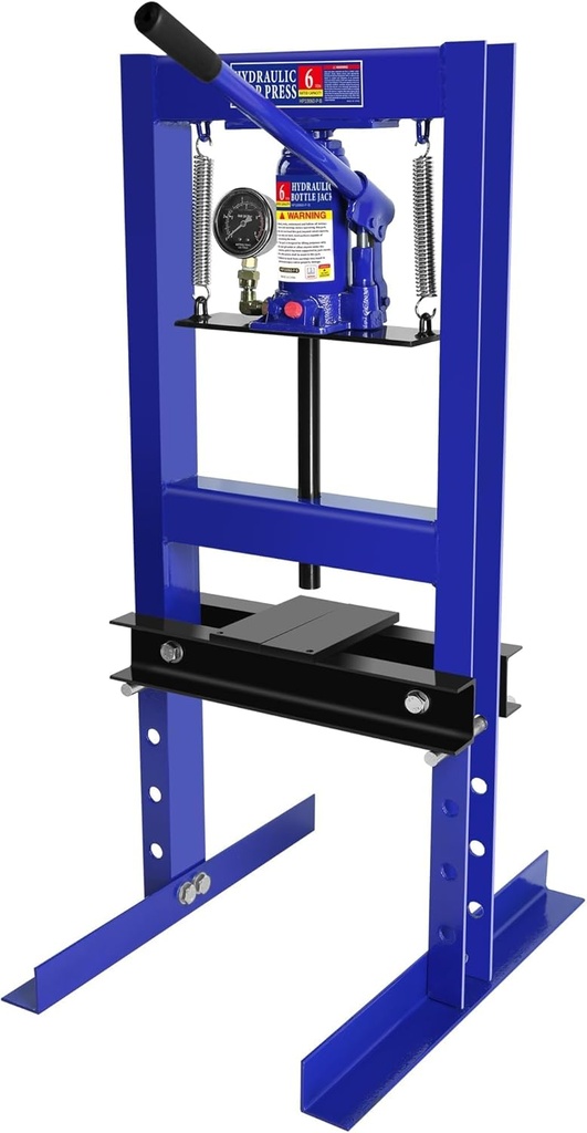 6T Hydraulic Shop Press, Heavy-Duty Adjustable h-Frame Garage Floor Shop Bearing Press with Stamping Plates to Straighten Bend or Press Parts, for Straightening/Automotive Repair/Garage Use