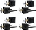 Black Front Door Handle and Deadbolt Set,Door Handles Interior，Front Door Lock Set，Door Locks For Front Door,Dead bolt and Door Handle Set, Square Heavy Duty Exterior Door Knob with Deadbolt,4pack