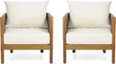Christopher Knight Home Burchett Outdoor Acacia Wood Club Chairs with Cushions, Beige, Brown