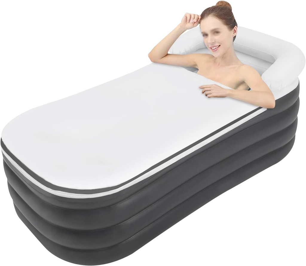 Inflatable Bathtub, 51" Foldable Inflatable Adult Bathtub 220 LBS Portable Standing Bathtu Inflatable with Electric Air Pump for Soaking Tub Home SPA Ice Bath (Grey)