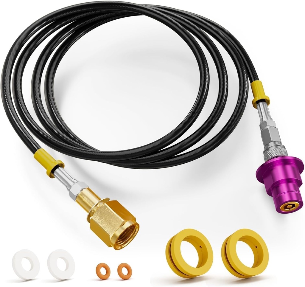 Soda Machine Co2 Adapter, Co2 Refill Quick Connect Adapter with CGA320 Connector, Soda Machine Connector with 60Inch High Pressure Hose Compatible for Terra, Duo, Art, Gaia, Soda Series