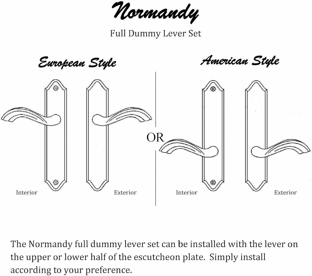 Normandy by FPL- Solid Brass Full Dummy Lever Set, Polished Chrome