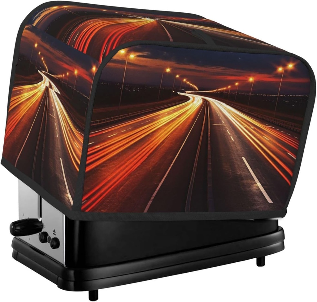 Highway Light 2 Slice Toaster Covers Dustproof Splash-Proof Bread Machine Cover Fingerprint Protectors Small Washable Kitchen Appliance Cover Universal Size