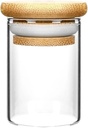 Human Objects 2oz Bamboo Lid Suction Glass Jars - 3.5 Grams - 200 Count - Refillable Airtight Containers for Spices, Candles, Herbs, Cosmetics, Skincare, Cookies, Rice, Pasta, Food Storage, & More