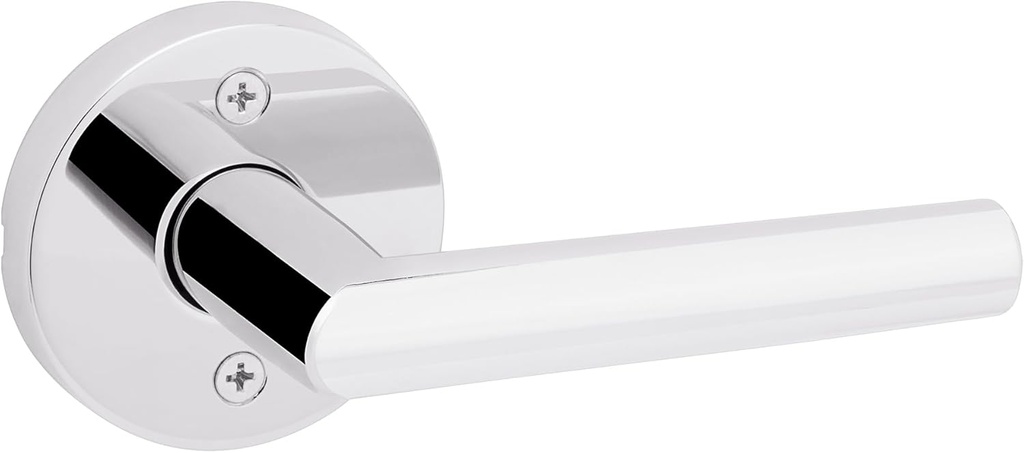 Kwikset Milan Dummy Door Handle, Single Sided Lever for Closets, French Double Doors, and Pantry, Polished Chrome Non-Turning Reversible Interior Push/Pull Lever