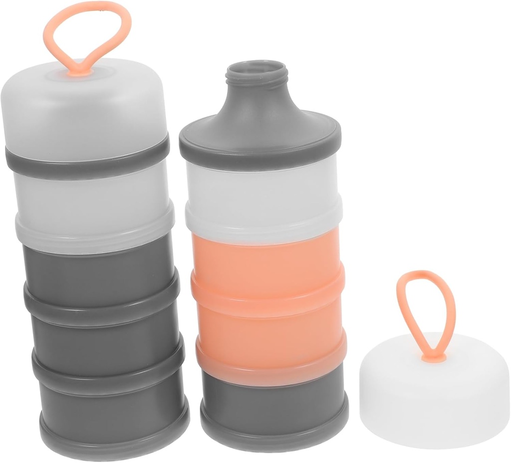 ABOOFAN 2pcs Food Dispenser Silicone Milk Powder Containers Sealed Travel Formula Storage Box Separate Layers