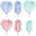 6pcs Boy Girl Ice Cream Molds Heart Semiellipse Reusable Makers Green Fun for Homemade Treats Family Friends