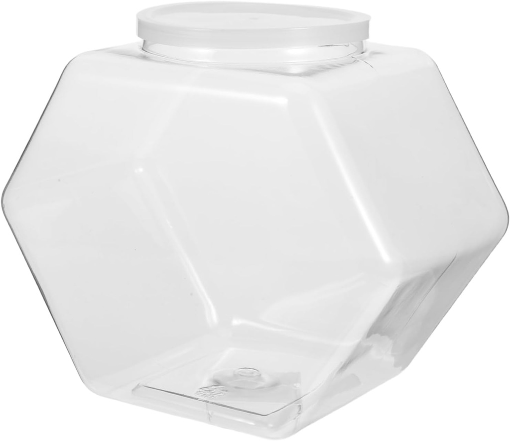 Clear Plastic Candy Jar with Lid Hexagon Food Storage Canister for Lollipops Snacks and Treats Stylish Kitchen Countertop Organizer for Parties