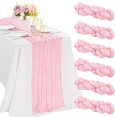 6 Pieces Pink 10FT Cheesecloth Table Runner Boho Gauze Fabric Table Runner Rustic Sheer Runner for Wedding Birthday Baby Shower Party Boho Table Decoration（Pink）