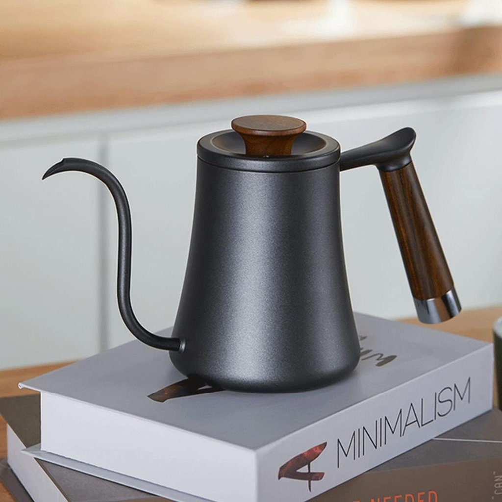 LEIYTFE Gooseneck Kettle with Thermometer,Pour Over Coffee Pot,Stainless Steel Coffee Maker Tea Pot,Long Narrow Drip Spout,Coffee Maker Teapot (Color : Black)