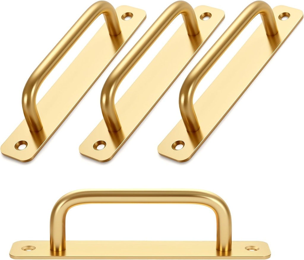 Malimali 4 Pack Gold Barn Door Handles, 5" Hole Center Gate Handle Sliding Door Handles Modern Aluminium Door Pull for Pocket Door Bifold Closet Doors Hardware Replacement