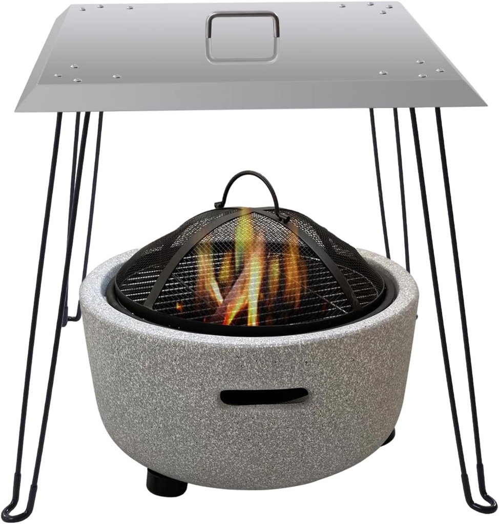 Fire Pit Heat Deflector - Stainless Steel Fire Pit Lid, Portable Heat Shield for Outdoor, Foldable Heat Reflector for Warmth & Protection