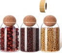 Glass Storage Jar with Ball Cork & Blank Label, 16 OZ/470 ML Small Glass Candy Container with Cork Lids, 3 Pack Salt Holder with Lid, Ball Jars, Decorative Jars, Sugar, Cute Jars for Coffee