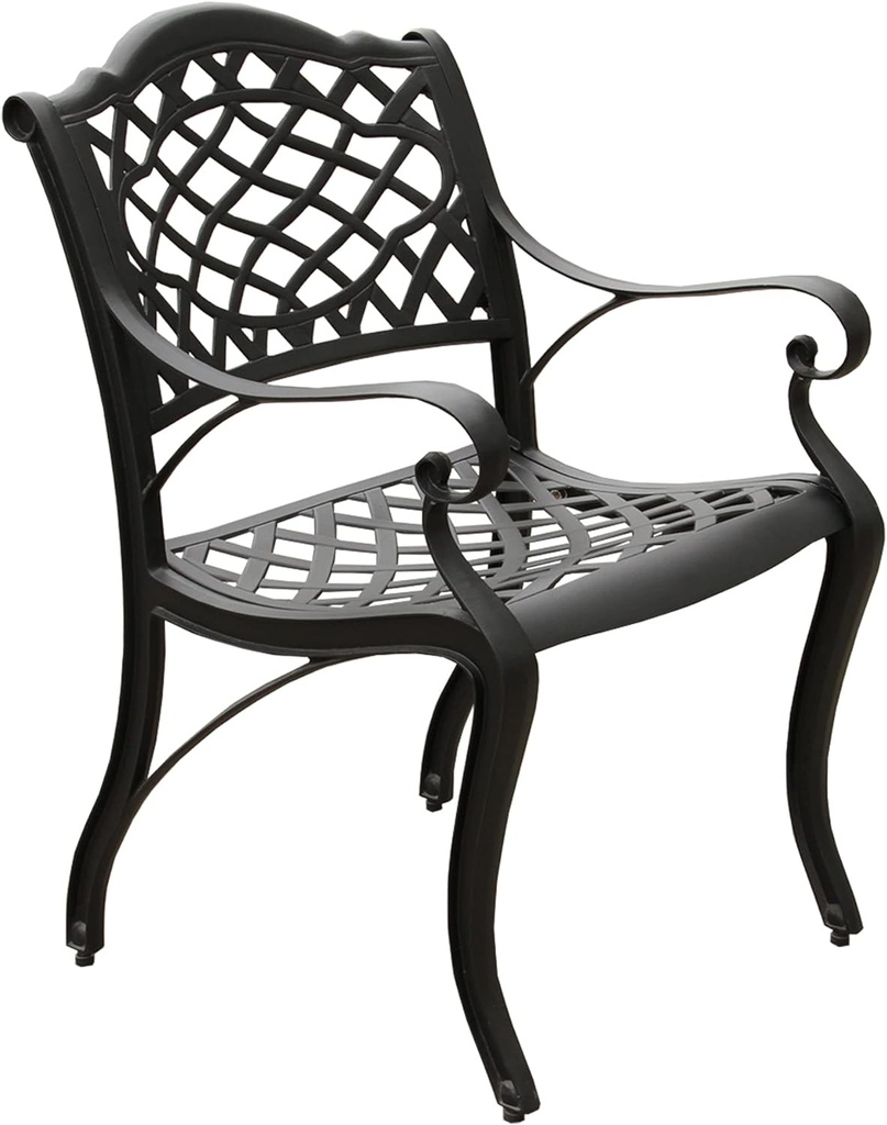 Oakland Living Ornate Traditional Outdoor Cast Aluminum Black Patio Dining Chair
