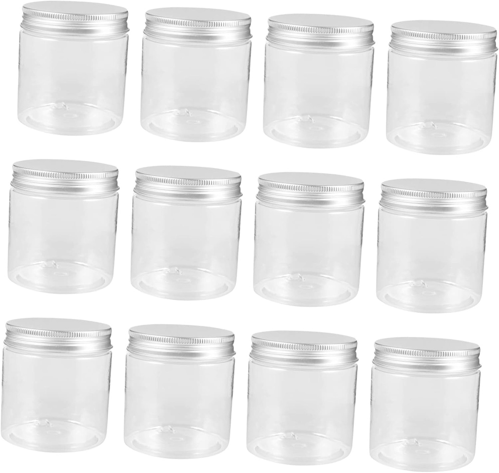 PRETYZOOM 12pcs Plastic Storage Jars Food Containers Lids for Dry Food Home Storage