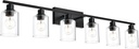 VINLUZ Bathroom Vanity Light Fixtures,6 Light Matte Black Modern Metal Base Wall Sconce Lighting with Clear Glass Shade Wall Mounted Lamp for Mirror