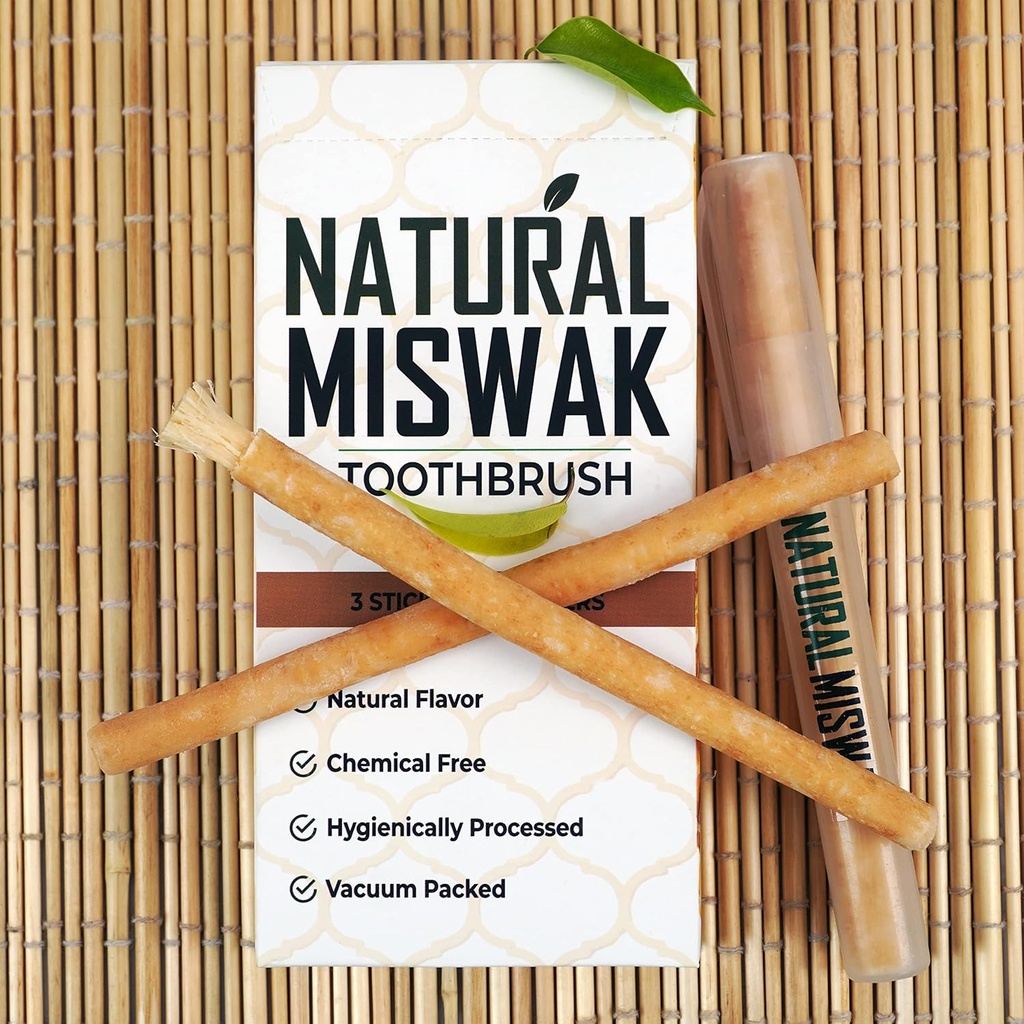 Miswak Sticks for Teeth, Natural Toothbrush, No Toothpaste Needed, Miswak Toothbrush Stick also known as Siwak Chew Sticks for Humans, Meswak, مسواك