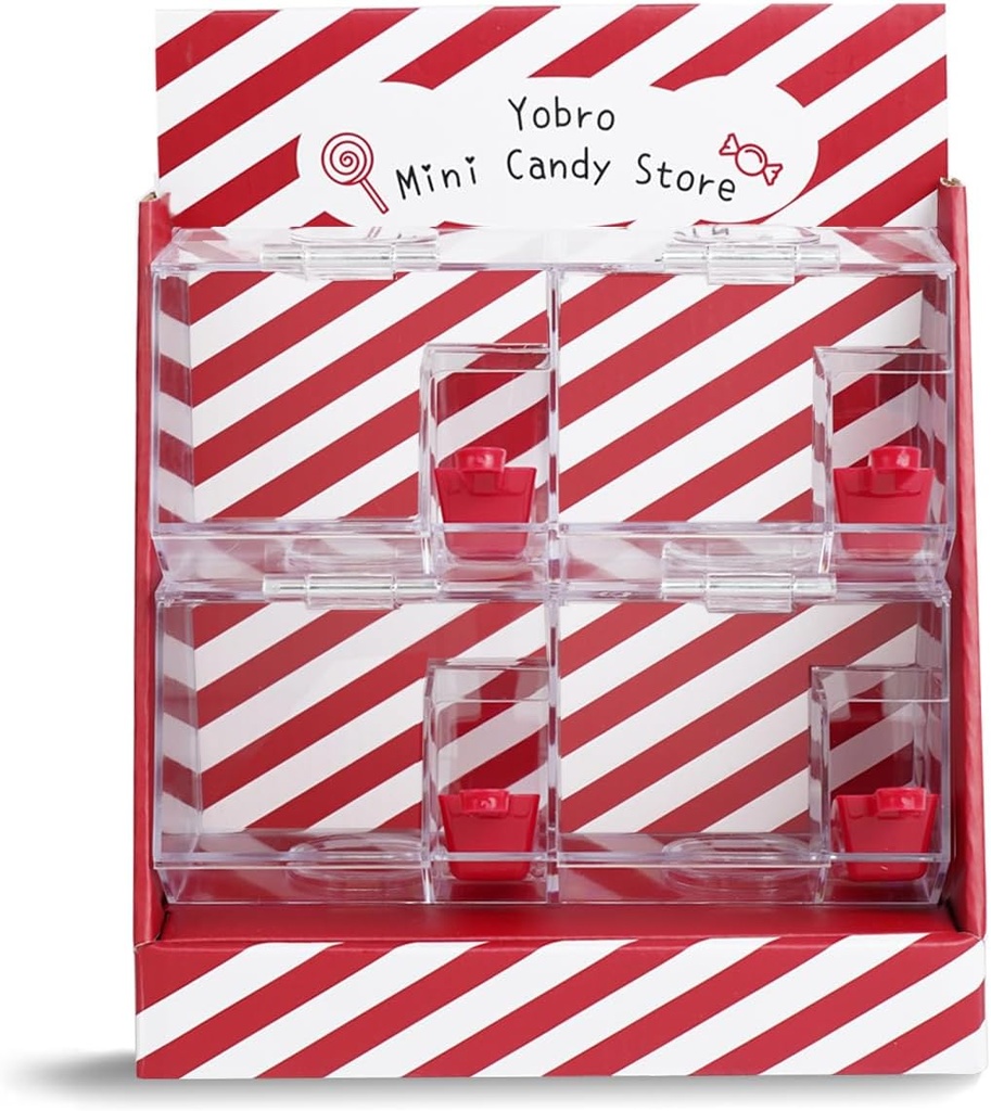 YOBRO Mini Candy Store - Retro Candy Dispenser with Scoops, Acrylic Candy Organizer for Home, Office, Parties, Fun Sweet Storage Solution (Red)