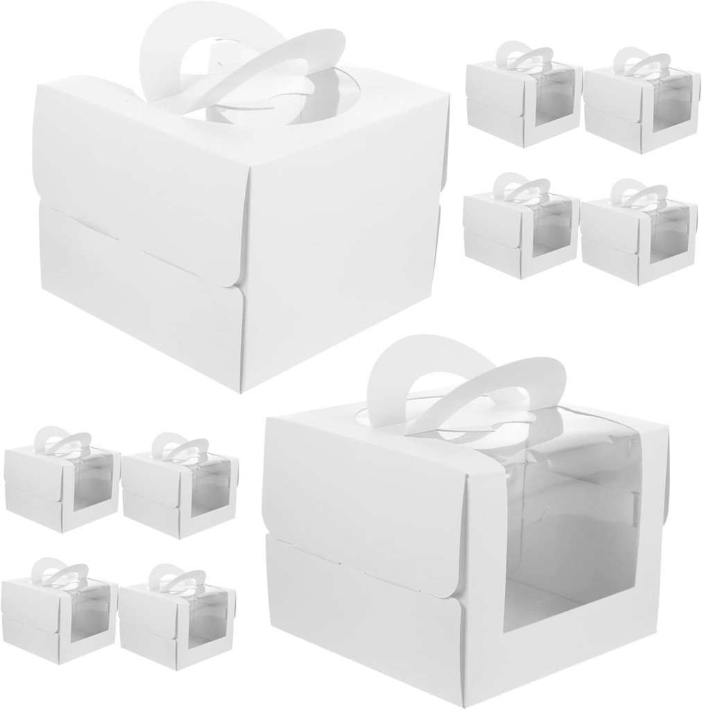 Garneck 10pcs Clear Cupcake Packing Boxes with Window Handheld Cake Box for Weddings and Birthday Parties Easy to Assemble Cake Packaging Sturdy Cardboard for Desserts and Treats