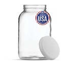 FastRack 1 Gallon Wide Mason Jar with White Airtight Lid | Regular Glass Canisters with Airtight Lids | Large Mouth Glass Jar for Food Storage, Canning, Fermentation, Pickling