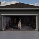 Halloween Garage Door Cover Banner Female Ghost Halloween Garage Door Decorations Scary Long Hair Women Creepy Wall Decor for Outside Decor (7 x 16 ft)