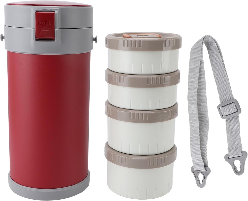 for Hot Food, 304 Stainless Steel 2.9L Stackable Insulated Food Jar with 4 Tiers, Leak Proof Thermal Lunch Box Vacuum Carrier Soup Container for Office Outdoor