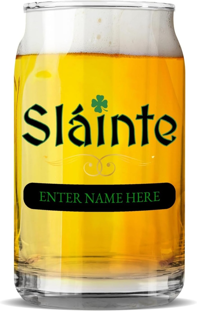 Slainte Irish Drinking Glass - Celtic - Gaelic - Personalized Drinking Gift Glass - Personalized Gift - Gifts For Him - Gifts for Men - Drinking Gifts - St Patrick's Day