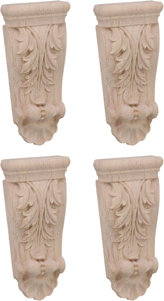 RDEXP 10x5x1.7cm European Style Wood Carved Onlay Appliqu Frame for Restaurant Decor Door Corner Cabinet Home Furniture Set of 4