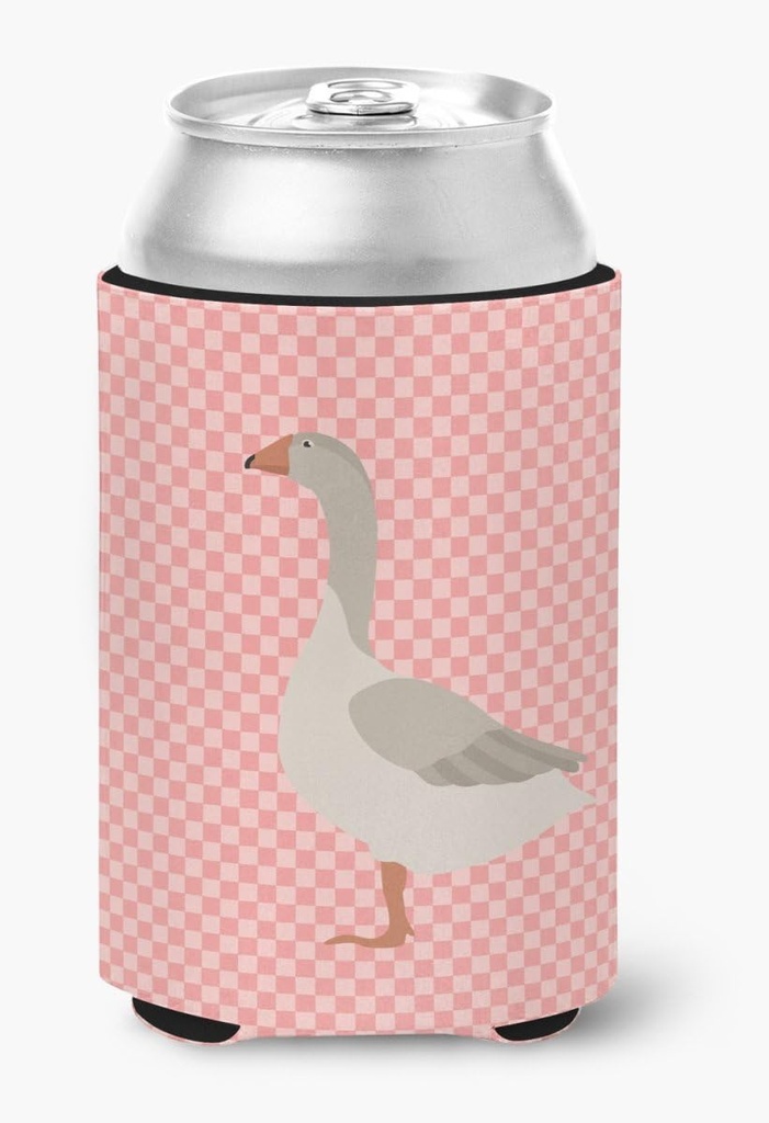 Caroline's Treasures BB7894CC Steinbacher Goose Pink Check Can or Bottle Hugger Cooler Washable Drink Sleeve Collapsible Beverage Insulated Holder, Can Hugger, Multicolor