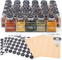 MIUKAA Unique Design Spice Jars with 372 Labels, 29-Pack 4.5 oz Personalized Cubic Clear Glass Spice Jars with Shakers, Lids, Empty Square Reusable Kitchen Storage Containers