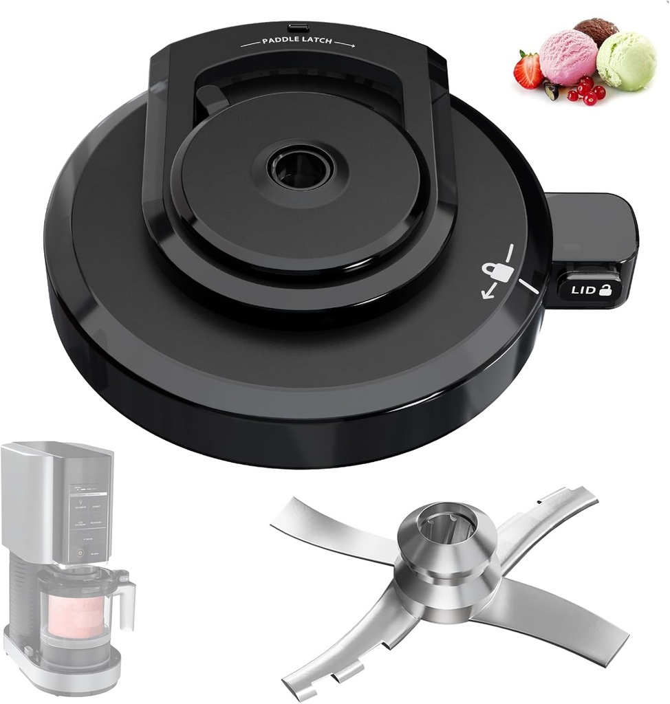 NC301 Outer Bowl Lid with Paddle for Ninja Ice Cream Maker, Reusable Creami Lid Replacement with Blade, Creami Replacement Parts Compatible with NC299AMZ/NC300/NC301 Series, Dishwasher Safe