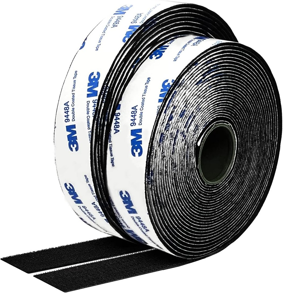 Hook and Loop Tape 1in x 20ft, Slef Adhesive Interlocking Strip, Mounting Tape Heavy Duty Adhesion, Picture Hanging Strips Fastener, Double Sided Carpet & Rug Fixation