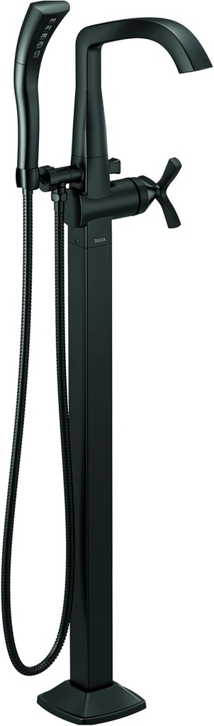 Delta Stryke Freestanding Tub Faucet with Hand Held Shower, Matte Black Floor Mount Tub Filler, Matte Black T47766-BLFL (Valve Not Included)