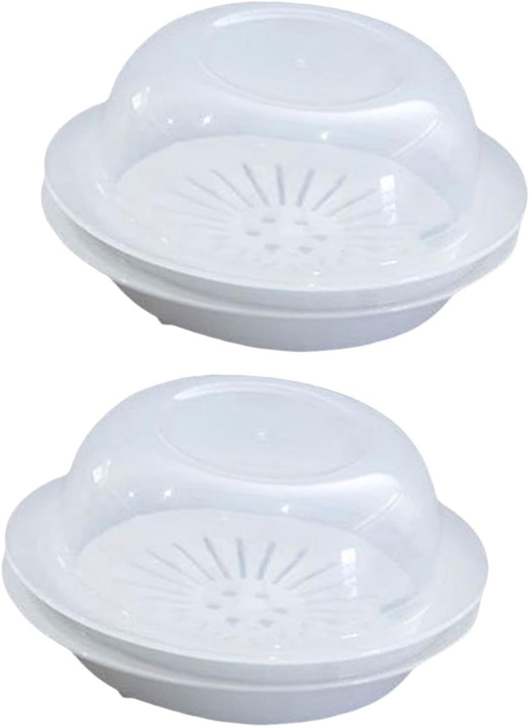 2x Microwave Steamers Microwave Bowls with Lids High Temperature Resistant Heating Bun Steamers Steam Racks Food Steamers