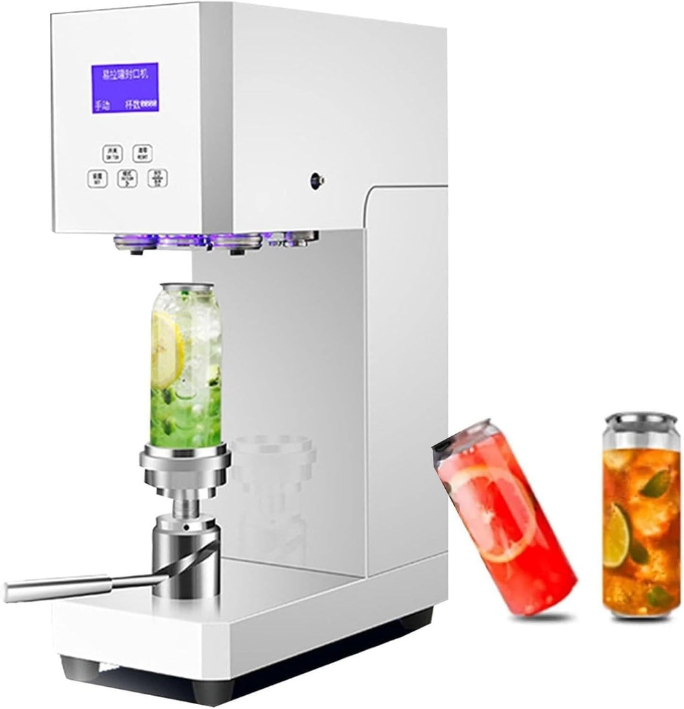 Commercial Drink Sealing Machine,Tin Can Seamer Machine,Automatic Can Sealing Machine,Height Adjustable,4-6 Seconds/Time,for 55mm Aluminum Caps,for Soda and Plastic Cans,White