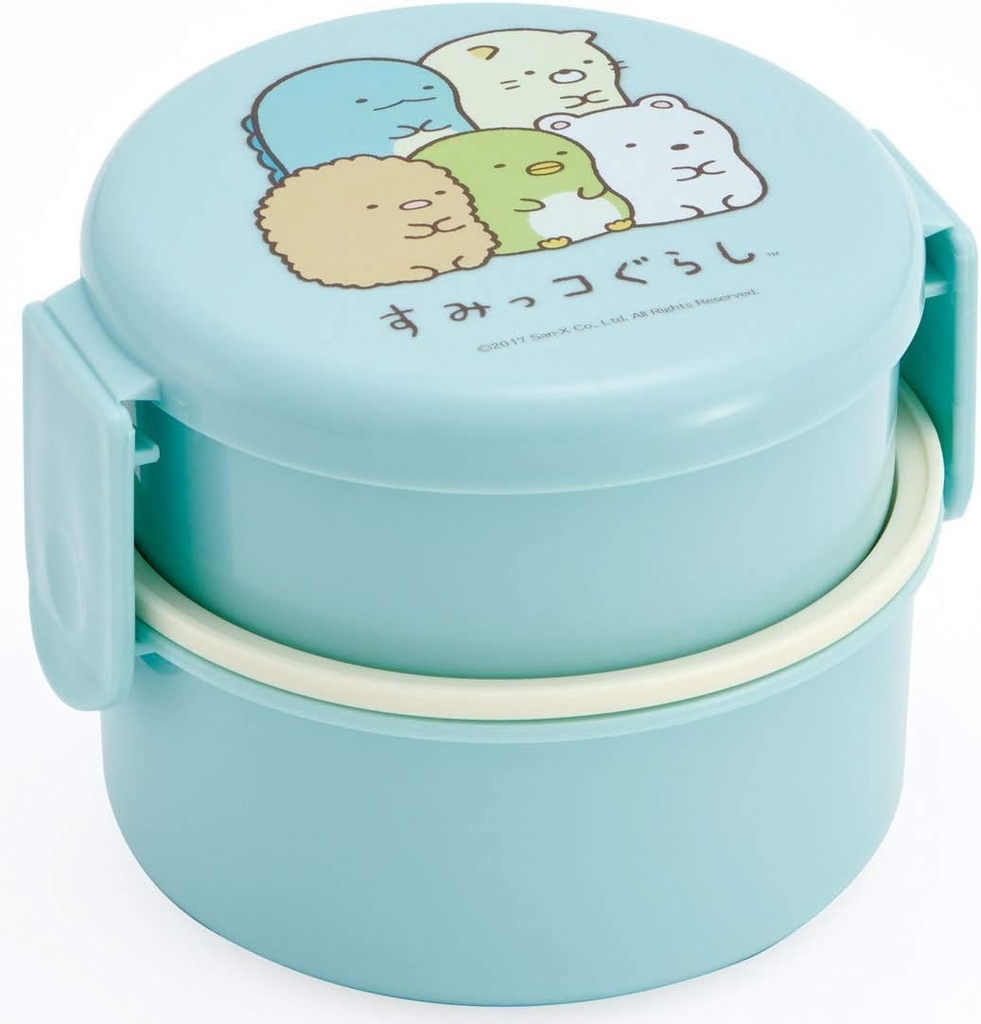 Skater ONWR1-A Lunch Box, 2-Tier, Round, Sumikko Gurashi, Standard, Blue, Made in Japan, 16.9 fl oz (500 ml)