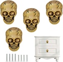 Gold Skull Drawer Knobs Pulls,Unique Skull Cabinets Knob Covers Decorative, Single Hole Metal Pull Handle for Dresser Closets Hardware Furniture Halloween Skull Kitchen Accessories (Antique Gold)