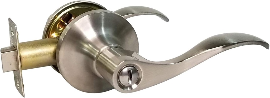 Privacy Bedroom Bathroom Door Lock Lever Handle Wave Style Satin Stainless Steel RH