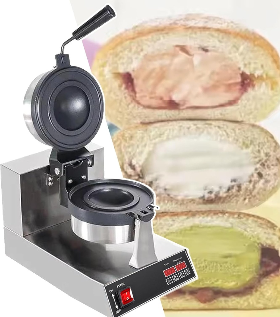 One-Touch Switch Ice Cream Hamburger Machine, Ice Cream Sandwich Press,Adjustable Temperature From 30°C To 300°C,For Ice Cream Shops,110V