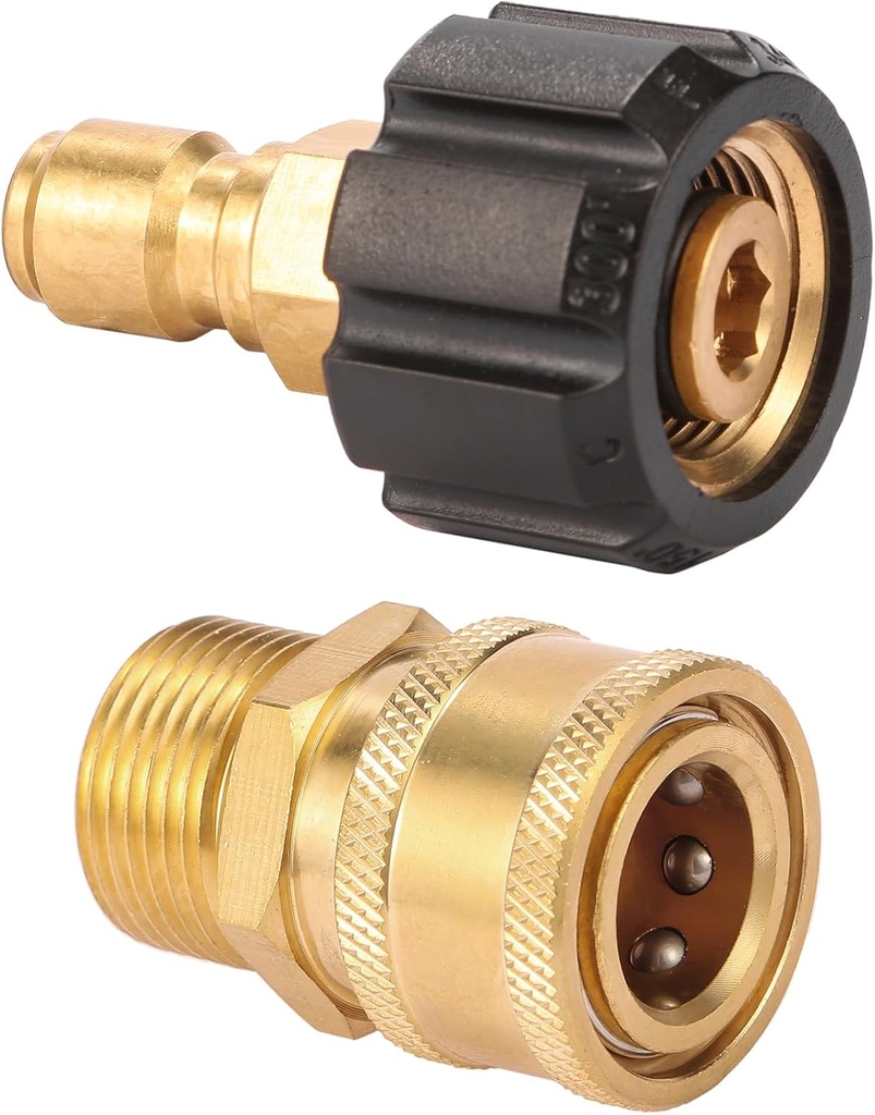 Pressure Washer Quick Connect Fittings, Quick Connect Kit M22 14mm to 3/8 Inch, 2 Pieces
