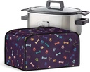 Dog Paw Slow Cooker Cover Stain Resistant Fabric Crock Pots Cover with Storage Mesh Pocket for Accessories Compatible with Most 6-8 Quart Oval Slow Cookers