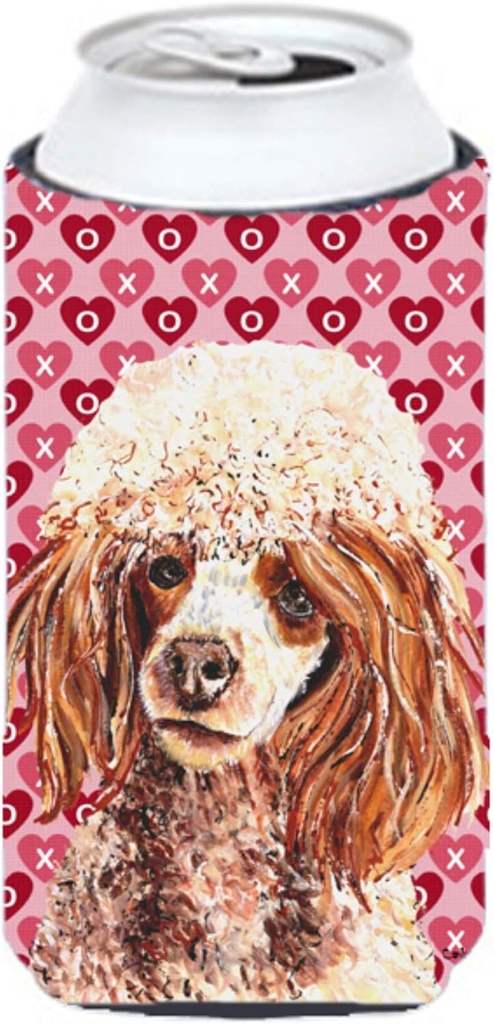 Caroline's Treasures SC9699TBC Red Miniature Poodle Hearts and Love Tall Boy Hugger Can Cooler Sleeve Hugger Machine Washable Drink Sleeve Hugger Collapsible Insulator Beverage Insulated Holder