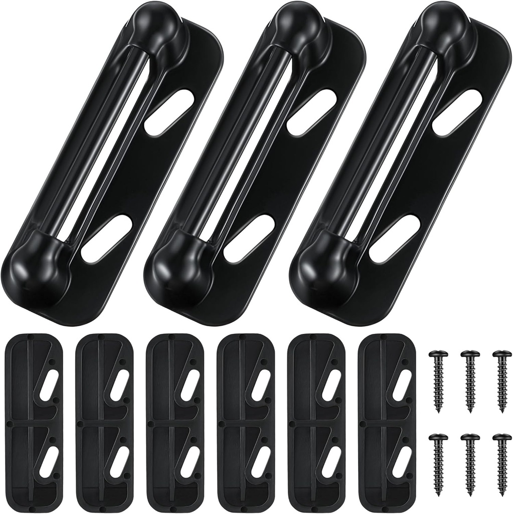 Enhon 3 Pack Screen Door Spring Strike Plate, Compatible with K-5004 Spring Loaded Screen and Storm Door Strike Plate, Aluminum Painted Latch Shims Replacement(Black)