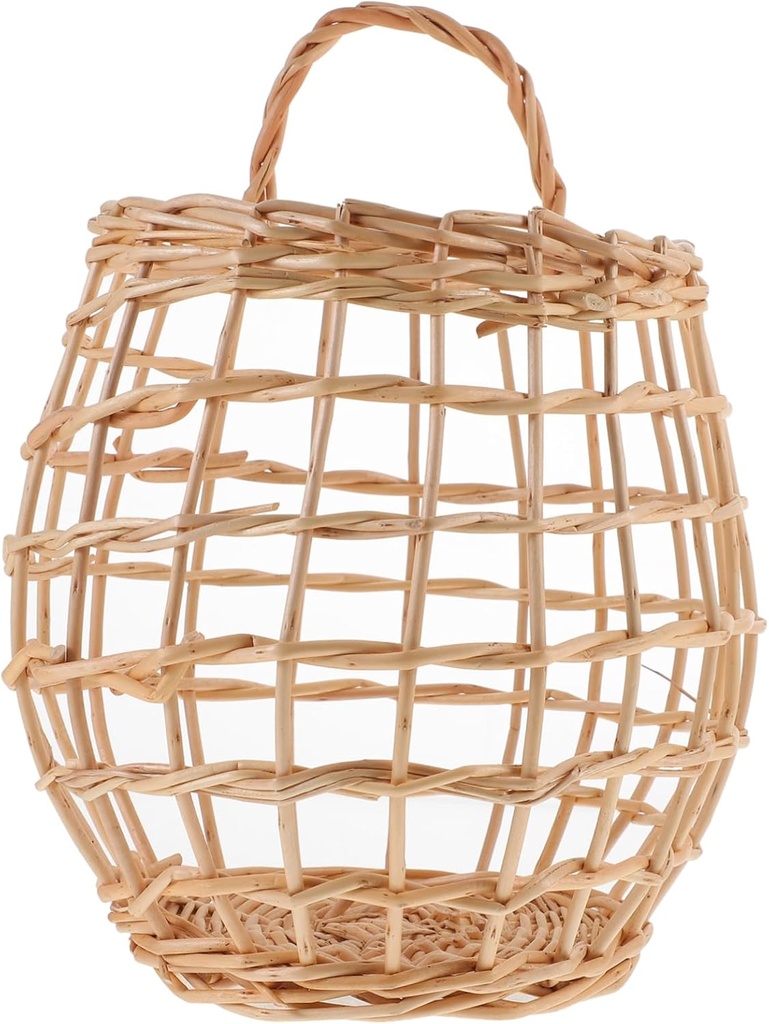 2pcs Woven Rattan Storage Basket Decorative Wall Hanging Basket for Garlic Egg Flowers Stylish and Kitchen Organizer Random