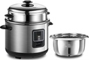 Rice Cooker - Stainless Steel Household Rice Cooker, Uncoated Healthy, Steam Up And Down Boil Digital Slow Cooker, Thickened Liner, Rapid Heat Conduction(4L)