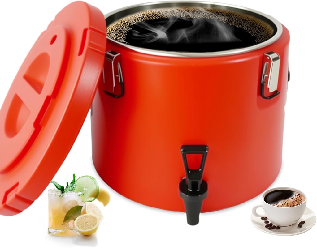 Insulated Beverage Dispenser,20L/5 Gallon Thermal Hot & Cold Drink Dispenser with 304 Stainless Steel Interior & Spout,Portable for Hot Tea Coffee Water Restaurant Drink Shop