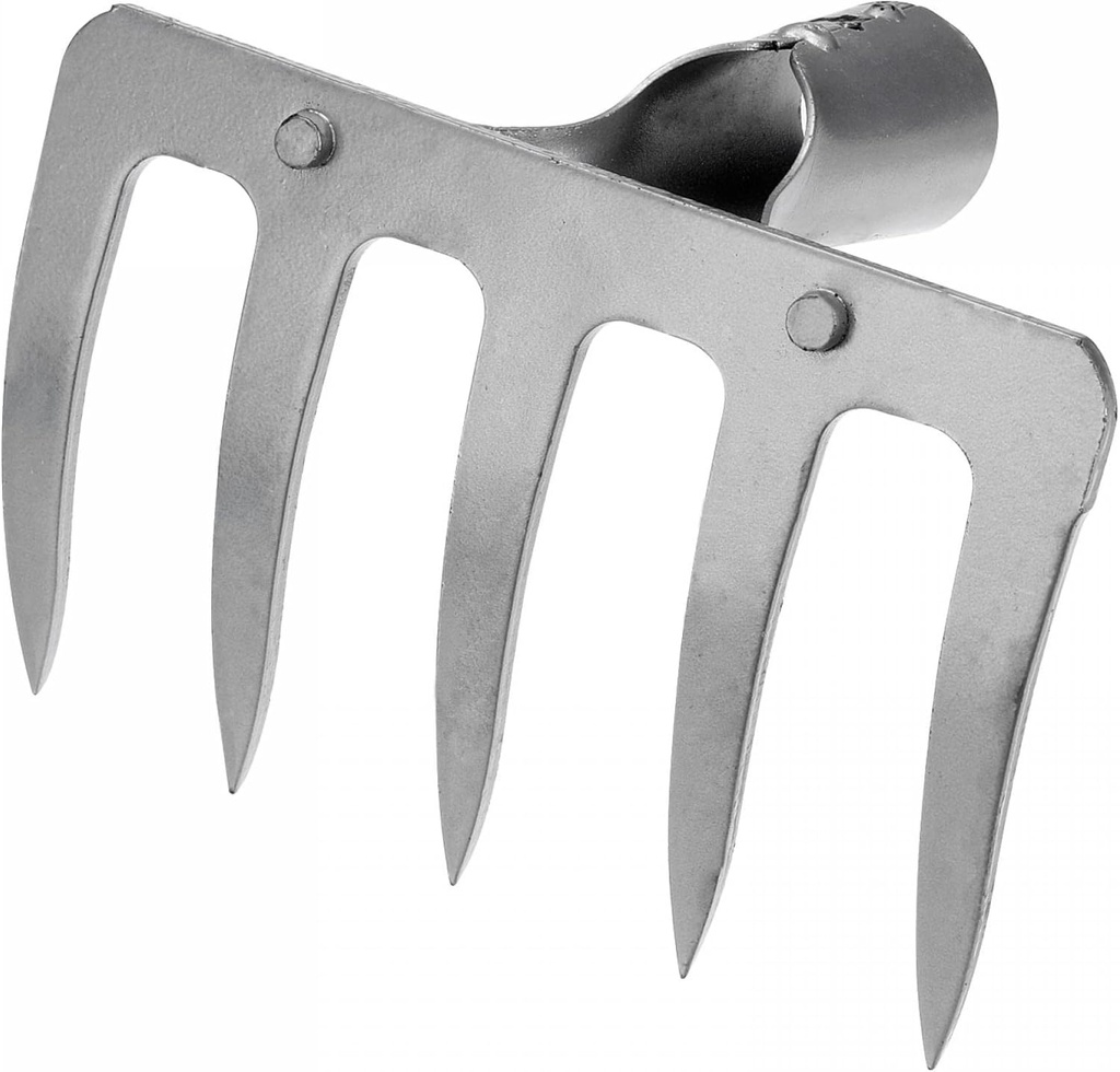 uxcell 5 Teeth Garden Rake Head, Galvanized Manganese Steel Stone Rake for Garden Farm Backyard Without Handle Hard Rake Head Only, Silver Tone